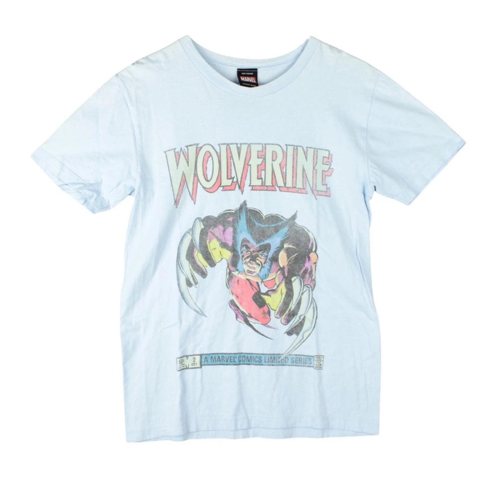 Marvel x Mad Engine Wolverine T-Shirt Adult S Light Blue Comics Limited Series